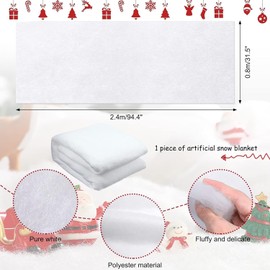 CFOFT Snow Blanket, Fake Snow, Thick White Soft and Fluffy Artificial Snow, Snow Blanket Roll for Christmas Village, Party Decorations (0.8 * 2.4M)