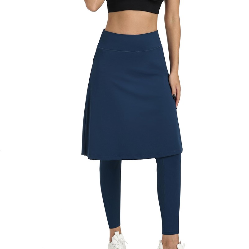 Xioker Women Knee Length Skirts with Full-Length Leggings,Skirted Leggings Capris