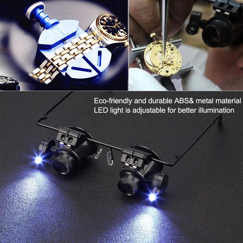 20x Gafas de Lupa de profesional herramientas relojero, lupas de