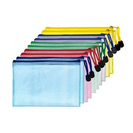 AUSTARK 10Pcs Zipper File Bags, Zipper Pouch, PVC Document Bag Zipper Folders Document Pouch Receipts Organizer for Office School Home Travel (B6 Size 7.6 x 5.3 Inches, Multicolor)