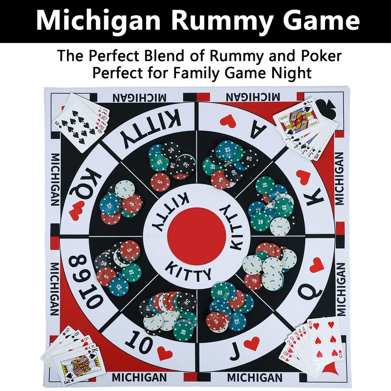 Medikaison Michigan Rummy Board Game Set Tripoley Game Felt Mat