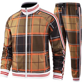 Aeeleire Track Suits for Men Set Plaid Tracksuit Mens Sweatsuits 2 Piece Sport Jogger Sweat Suits Clothes Jogging Outfits JM-B02-S