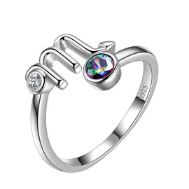 Aurora Tears 12 Zodiac Adjustable Rings - 925 Sterling Silver - Splitter Mystic Rainbow Topaz Constellation Open Horoscope Ring with Cubic Zirconia - Jewellery Gift for Women and Girls DR0087, Gold-Plated Silver, Scorpion (October 23 - November 21)