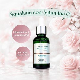Squalane + Aceite de Rosa con Vitamina C Aceite Facial Natural Reafirmante Todo Tipo de Piel Incluso Piel Sensible a Seca 30ml