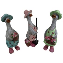 Generisch Set of 3 Garden Duck Gardener 20 x 7 x 7 cm for Windowsill or Patio Animal Figurine Decoration GTT J179