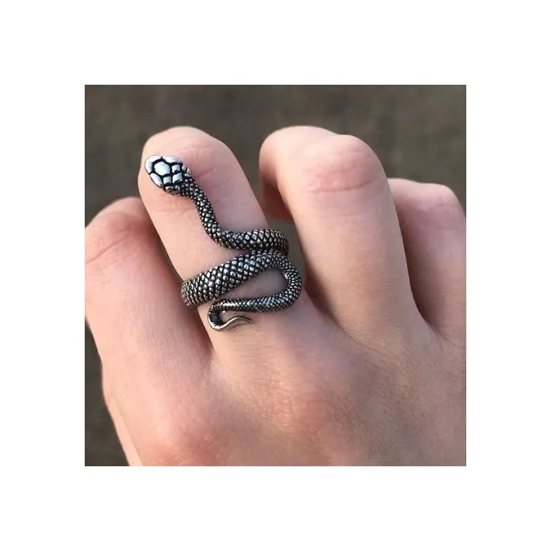 Dtup Duo Anillos Pareja Gótico Hip Hop Serpiente Negra Y