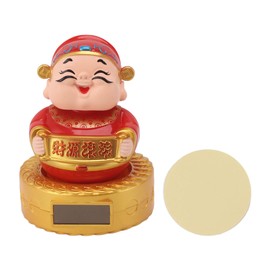 Cai Shen Statue Solar Power Shaking Head Vivid Decorative Chinese Feng Shui Sculpture for Car