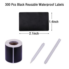 LENGll 300Pcs Waterproof & Reusable Chalkboard Labels - with 2 Erasable Chalk Markers, Removable Sticker Labels for Jars, Bins, Pantry, Office, Classroom & More