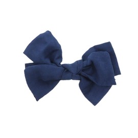 Navy Suede Bow Clip Small Hair Bow