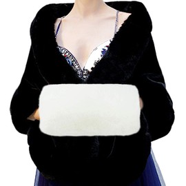 Kbnian Faux Fur Hand Muffs Women Faux Fur Muffs (White)