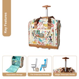 Lily Bloom Designer 15 Inch Carry On - Weekender Overnight Business Travel Luggage - Lightweight 2- Roller Wheels Suitcase - Under Seat Rolling Bag for Women, White, One Size, Under Seat Rolling Bag
