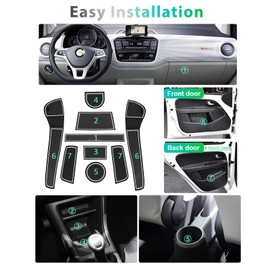GAFAT VW UP/Seat MII/Skodα Citigo 2013-2023 2024 Non-Slip Mats, Car Centre Console Rubber Mats, Drink Holder Mat, Storage Box, Non-Slip Mat, Door Seam Non-Slip Mats, Pack of 9 (White)