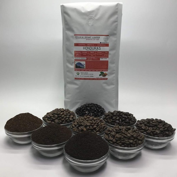 Northern Central America, Honduras (5-Pound Bag) Premium Arabica Coffee Freshly Custom Roasted Today (Medium Roast/Whole Bean) Customized Roast Or Grind Is Available By Messaging Us At Time Checkout