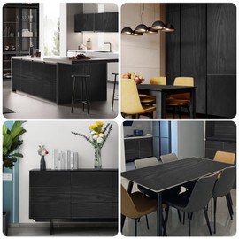 seonta Black Contact Paper 17.8"x118" Wood Peel and Stick Wallpaper Waterproof Removable Self Adhesive Wall Paper Cover Wood Vinyl Wrap for Countertop Desk Table Cabinets