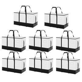 StorageWorks 8 Pack Extra Large Moving Bags, Heavy Duty Storage Packing Tote for Clothes, Alternative to Moving Boxes, Collapsible Moving Supplies with Reinforced Handles, White and Black