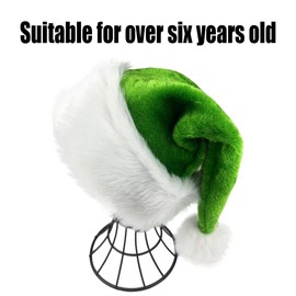 OLLULL Green Deluxe Kids Santa Hat for Colorful And Funny Christmas Theme Ages 6+