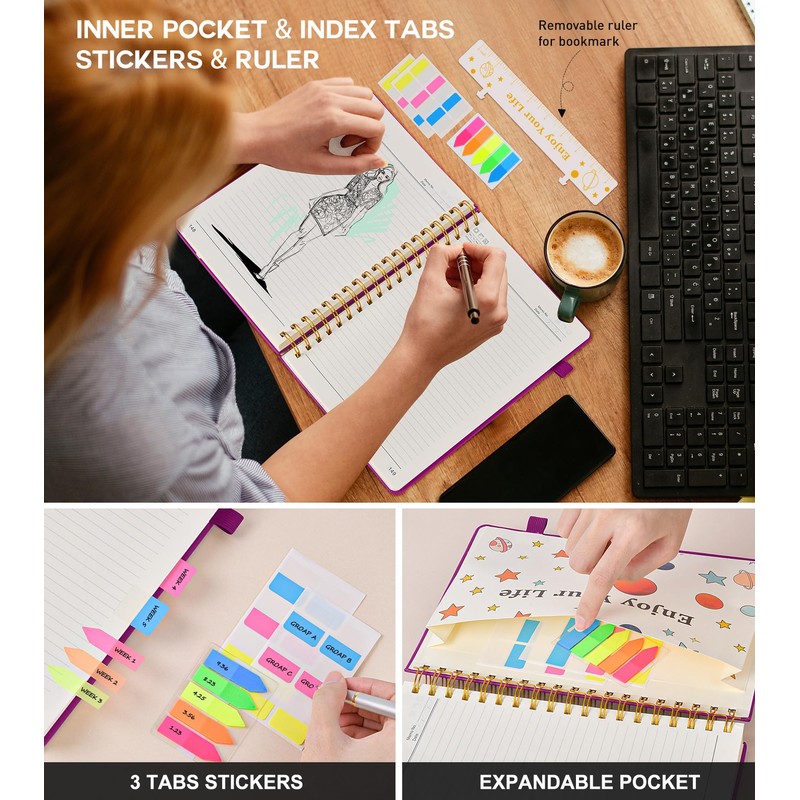 Large Spiral Notebook Journal for Women Men - 300 Numbered