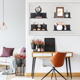 Kokone Medium Magnetic Pegboard Shelves 6 Pack - Steel, Black - Pegboard Accessories for Storage & Display