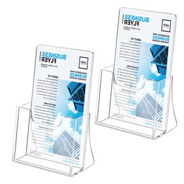 Rebanky 2 Pcs Leaflet Holder Brochure, Holder Brochure Display Stand Free Standing Brochure Holder Clear Acrylic Literature Holder Leaflet Stand for Counter, Literature, Card (114*80*220mm)