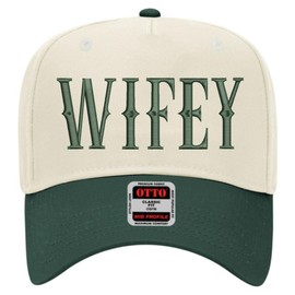 Wifey Hat | Two Tone Trucker Hat | Unisex Five Panel Adjustable Snapback Cap | Trendy Embroidered Ballcap | Engagment Gifts | Western (Forrest/Natural)