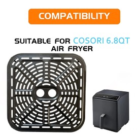 HEISENLIN Air Fryer Grill Crisper Plate for COSORI 6.8QT Air Fryers, Upgraded Air Fryer Grill Pan Crisper Tray Rack Insert Grate Grid Shelf for 6.8Quart COSORI Air Fryer, Nonstick, Dishwasher Safe