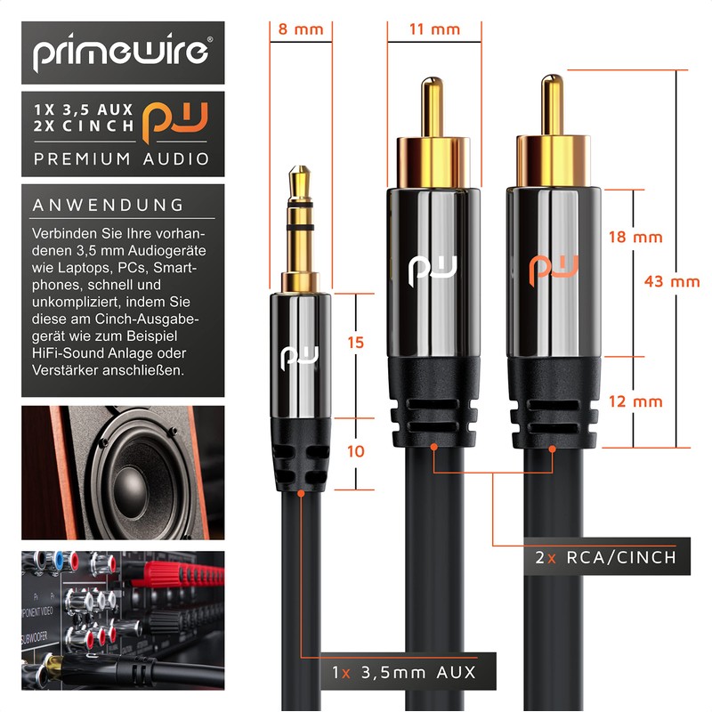Primewire 3.5mm to 2x Cinch