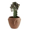 Madam Stoltz Matt Terracotta Stoneware Flower Pot With Face Imprint