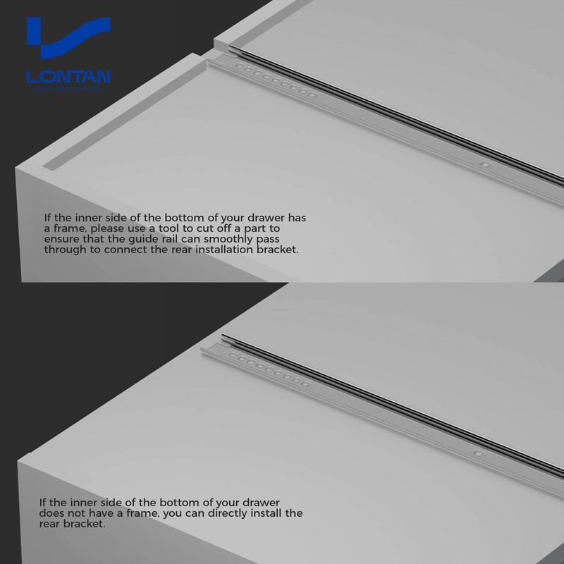 LONTAN 2 Pcs Center Mount Drawer Slides Bottom Mount for