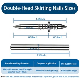 400 Pcs Double Headed Nails and Invisible Screws | Double-Head Skirting Thread Seamless Nail for Baseboard, Trim & Solid Wood