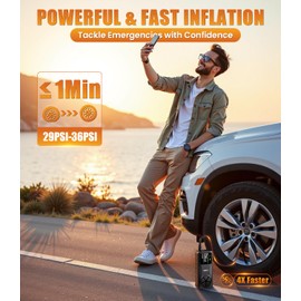 AOSKI Tire Inflator Portable Air Compressor: 150PSI Rechargeable Air Pump with Digital Pressure Gauge, LED Light and Auto Shut-Off - Fast Inflation for Car, Motorcycle, Bike, and Ball - Black