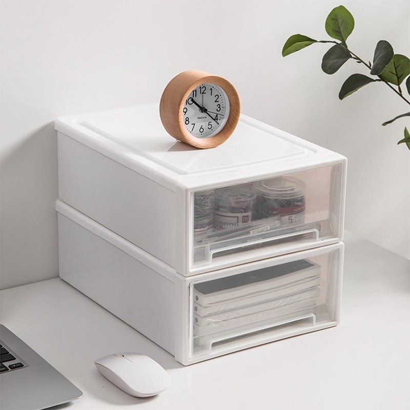 MytaYt Pack of 2 Plastic Stackable Desk Drawer Box Suitable