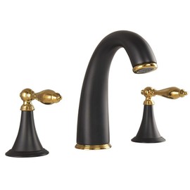 CUZRSIEYI Bathroom Sink Faucet 3 Hole Black Gold,Brass Faucet Bathroom,Bathroom Sink Faucet Hot and Cold Water Mixer,3 Hole Faucet for Bathroom Sink,2 Handle Bathroom Faucet