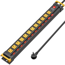 12 Outlet Long Heavy Duty Power Strip with Individual Switches,3300J Surge Protector Metal Power Strip,Wide Spaced,6Ft Cord Managment,ETL Listed(15A/1875W)