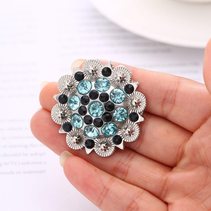 xinqida Flower Rhinestone Conchos Crystal Leathercraft Conchos with Screws Back，12
