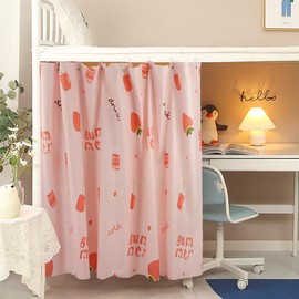 SIQITECHUK Bunk Bed Curtains Mid Sleeper Single Bed Tent Dormitory Bottom Canopy Privacy Shading Curtains Dustproof Blackout Bedding for Kids Room Student Dormitory Loft Bed (Pink Strawberry)