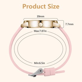 OFFCUP Women's Watch, Women's Analogue Quartz Watch with Leather Strap, Watches Women's Simple Business Classic Watch Casual Quartz Watch Dress Watch, 3 Hands, 39 mm Case Size, pink, Strap.