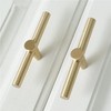 LBFEEL Brushed Brass Cabinet Knobs 4Pack Brass T Bar Cabinet