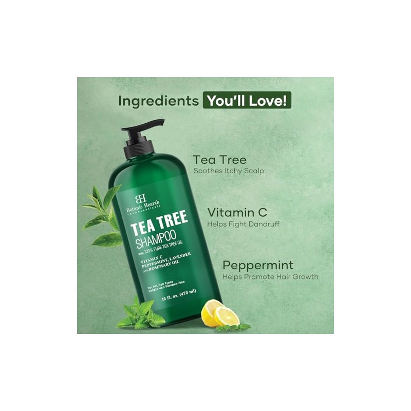 Botanic Hearth- Champú de árbol de té, vitamina C, aceite