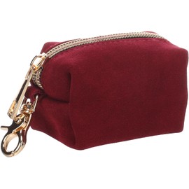 Flamingo Sueda Waste Bag Dispenser Bordeaux 8 x 5 x 5 cm with 1 Roll with Zip and Snap Hook