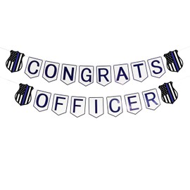 DodelyGz Police Theme Congrats Officer Banner,Police Academy Graduation Party Retirement Party Birthday Party Decoration Supplies,Police Appreciation