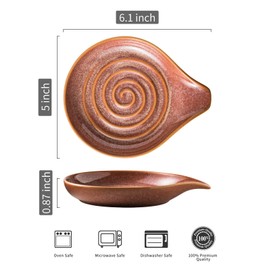 LAUCHUH Spoon Rest for Kitchen Counter, Ceramic Spoon Holder for Stove Top Large Utensil Rest Farmhouse Kitchen Gadgets for Ladle, Cooking Spoons, Spatula, Tongs, Thanksgiving Day, 5 inches, Red