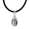 DonDon Rubber Necklace with Hand Grenade Pendant Stainless Steel in