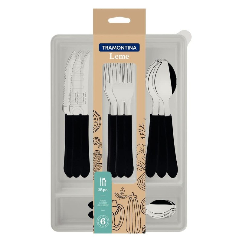 Faqueiro Inox 25 Peças Com Gaveteiro Leme Cinza Tramontina