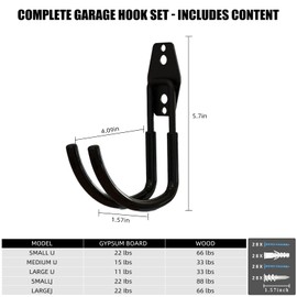 CRXCRC Garage Hooks, 6 Pack Large Round Wall Hooks for Hanging Heavy Duty Ladders, Bikes, Tools Ideal for Garage, Garden, Basement Utility Room Storage (Black)