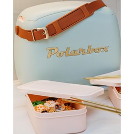 Polarbox Lunch Tote Cooler Bag | Retro Lunch Box Picnic Reusable Lunch Bag Vintage Mini Cooler Hand Bag Includes 2 Food Containers! Food & Drinks Work, Travel, Beach, Camping Hiking 6L (Matcha Gold)