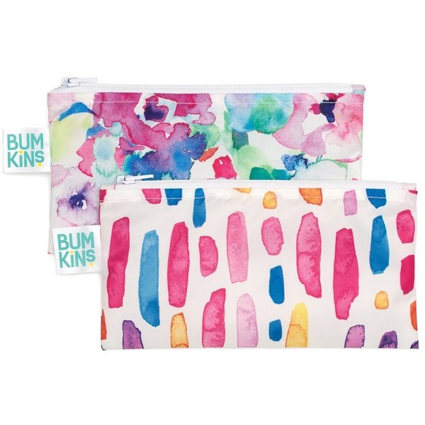 Bumkins Small Snack Bag 2 Pack - Watercolour/Brush Strokes