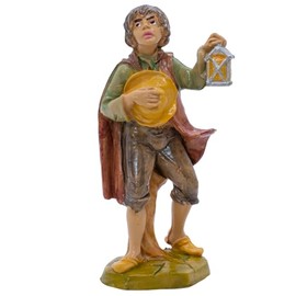 VILLAGE GIFT IMPORTERS Nativity Villager Holding a Lantern | Figurine for Bethlehem Manger Scene | Indoor Table Top Statue for Christmas Holiday Creche Decoration | Made in Italy