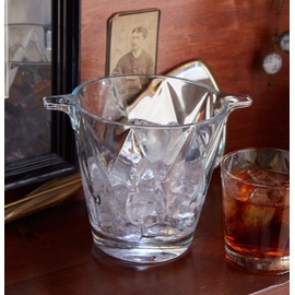 Glass, Ice Bucket, 6" Height, Round with Handles, Made in Europe - by Barski