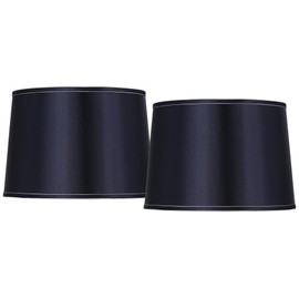 Sydnee Set of 2 Tapered Drum Lamp Shades Dark Navy Blue Large 14" Top x 16" Bottom x 11" High Spider with Replacement Harp and Finial Fitting - Springcrest