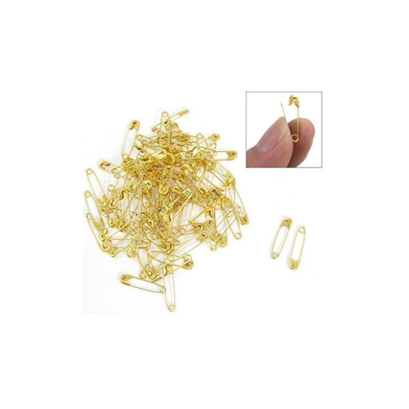 100 Small Tiny Gold Metal Steel Mini Safety Pins 2cm